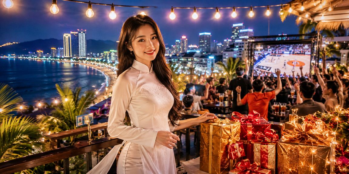 Cá cược bóng rổ và không khí Nha Trang với trang phục áo dài truyền thống